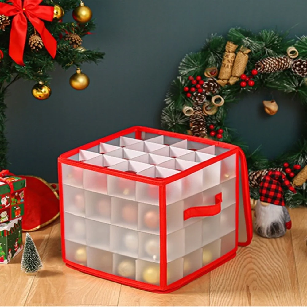 30” Christmas Tree Ornament Storage Box Organizer w Cardboard Inserts for Balls